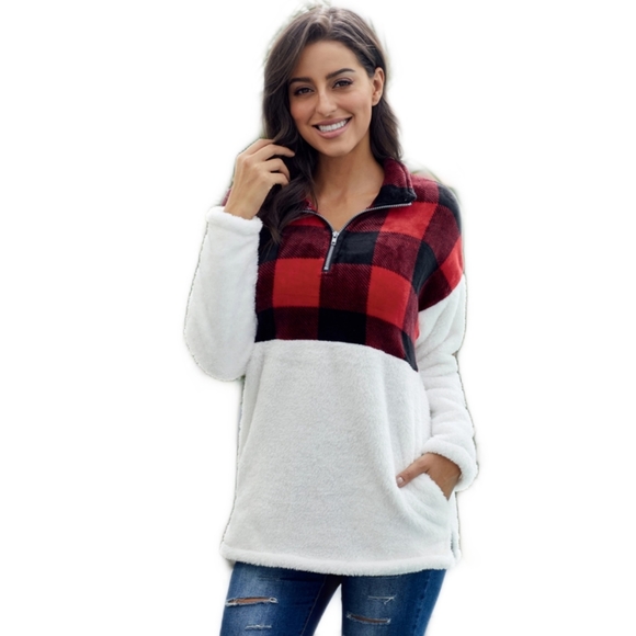 🆕️ Buffalo Plaid Fuzzy Sweater - Picture 3 of 9